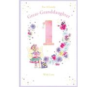 Great Granddaughter 1st Birthday Card Age 1 Pansy Fairy 9" x 6" Lovely Verse