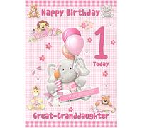 Great Granddaughter 1st Birthday Card - from Nanna Grandad Greeting Blank Inside Envelope Included Gift Idea UK