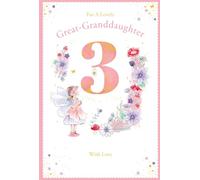 Great Granddaughter 3rd Birthday Card Age 3 Poppy Fairy 9" x 6" Lovely Verse
