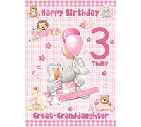 Great Granddaughter 3rd Birthday Card - from Nanna Grandad Greeting Blank Inside Envelope Included Gift Idea UK
