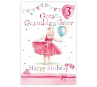 Great Granddaughter 3rd Birthday Card (GR-206128) - 3 Today - Magical Fairy - Foil and Flitter Finish