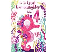 Great Granddaughter 4th Age 4 Today Seahorse Happy Birthday Card Lovely Verse