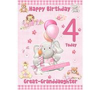 Great Granddaughter 4th Birthday Card - from Nanna Grandad Greeting Blank Inside Envelope Included Gift Idea UK