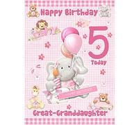 Great Granddaughter 5th Birthday Card - from Nanna Grandad Greeting Blank Inside Envelope Included Gift Idea UK