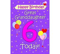 Great Granddaughter 6th Birthday Card (Lilac) - from Nanna Grandad Greeting Blank Inside Envelope Included Gift Idea UK