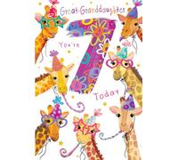 Great Granddaughter 7th Birthday Card Age 7 Giraffes 9" x 6" Lovely Verse