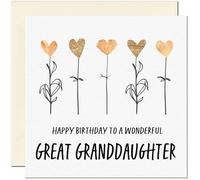 Great Granddaughter Birthday Card - Eco Friendly Elegant Heart Flowers Beautiful Birthday Cards for Great Granddaughter