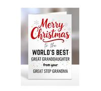 Great Granddaughter card from Great Step Grandma, Merry Christmas to the World's Best, gifts for men, women, greetings card, female, male, him, her, presents, A5-260b_110