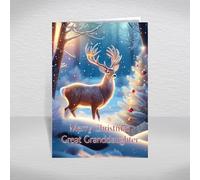 Great Granddaughter Christmas Card, A5 Size Special Christmas Card for Great Granddaughter, Christmas Greeting Cards with a Christmas Wishes Greetings Verse Inside: Reindeer in Forest Christmas Card