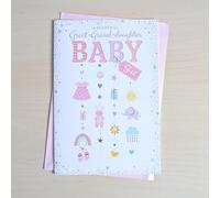 Great Granddaughter New Born Baby Card - Birth Girl Congratulations 7.5" x 5.25" GGD