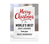 Great Grandma card from Great Grandchild, Merry Christmas to the World's Best, gifts for men, women, greetings card, female, male, him, her, presents, A5-260b_115