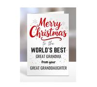 Great Grandma card from Great Granddaughter, Merry Christmas to the World's Best, gifts for men, women, greetings card, female, male, him, her, presents, A5-260b_117