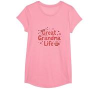 Great Grandma Life: Knitting Love and Coffee Comfort T-Shirt, Girls, Pink, Medium