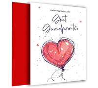 Great Grandparents Anniversary Card - Red Heart-shaped Balloon for Every Anniversary from 1st to 70th - Romantic Gesture for Great Grandparents