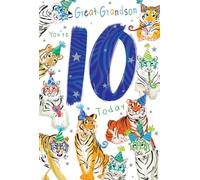Great Grandson 10th Birthday Card Age 10 Tigers 9" x 6" Lovely Verse
