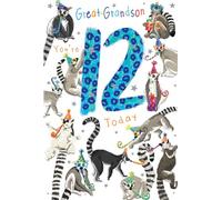 Great Grandson 12th Birthday Card Age 12 Lemurs 9" x 6" Lovely Verse