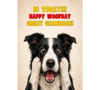Great Grandson 18th Birthday Card (Funny Surprised Border Collie Dog)