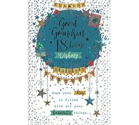 GREAT GRANDSON 18TH BIRTHDAY CARD. MODERN DESIGN. 9 X 6 INCHES