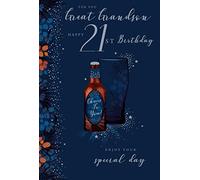 Great Grandson 21 21st Today Bottle Beer Happy Birthday Card Lovely Verse
