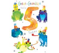 Great Grandson 5th Birthday Card Age 5 Frogs 9" x 6" Lovely Verse