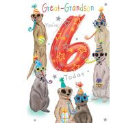 Great Grandson 6th Birthday Card Age 6 Meerkats 9" x 6" Lovely Verse