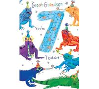 Great Grandson 7th Birthday Card Age 7 Beaver 9" x 6" Lovely Verse