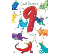 Great Grandson 9th Birthday Card Age 9 Beaver 9" x 6" Lovely Verse