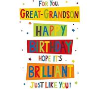 Great-Grandson Birthday Card, Colourful Design, 13 x 19 cm
