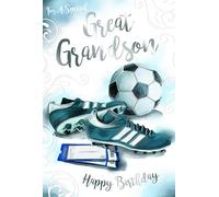 Great Grandson Birthday Card Football Boots Tickets & Scroll Design Happy