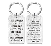 Great Grandson Gifts - Gifts for Great Grandson Birthday Graduation Wedding Father's Day Easter Keychain from Grandma, Great Grandson, 2*1.1 Inch