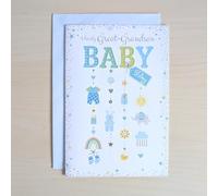 Great Grandson New Born Baby Card - Birth Boy Congratulations 7.5" x 5.25" GGS
