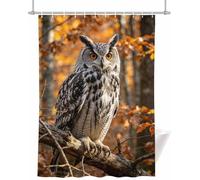 Great Grey Owl Extra Long Shower Curtain 200x240 cm (240cm Drop)