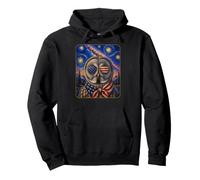 Great Grey Owl Wearing USA Flag Glasses American Art Pullover Hoodie
