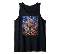 Great Grey Owl Wearing USA Flag Glasses American Art Tank Top