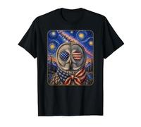 Great Grey Owl Wearing USA Flag Glasses American Art Value Graphic T-Shirt, Men, Black, M