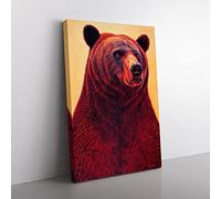 Great Grizzly Bear No.1 Canvas Wall Art Print Ready to Hang, Framed Picture for Living Room Bedroom Home Office Décor, 50x35 cm (20x14 Inch)
