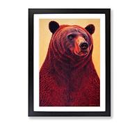 Great Grizzly Bear No.1 Framed Print | A2 Black Framed Wall Art | Ready to Hang | Modern Animal Picture | Living Room Bedroom Lounge Office