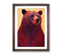 Great Grizzly Bear No.1 Framed Print | A2 Walnut Framed Wall Art | Ready to Hang | Modern Animal Picture | Living Room Bedroom Lounge Office