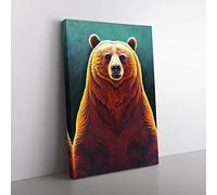 Great Grizzly Bear No.3 Canvas Print for Living Room Bedroom Home Office Décor, Wall Art Picture Ready to Hang, 76x50 cm (30x20 Inch) CAN3020-V1022-CK-2389