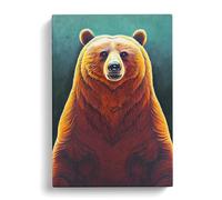 Great Grizzly Bear No.3 Canvas Print | Gallery Wrapped 30mm Frame Wall Art | 30x20 inches | Ready to Hang | Modern Animals Picture | Living Room Bedroom Lounge Office