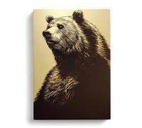 Great Grizzly Bear No.4 Canvas Print | Gallery Wrapped 30mm Frame Wall Art | 30x20 inches | Ready to Hang | Modern Animals Picture | Living Room Bedroom Lounge Office