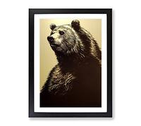 Great Grizzly Bear No.4 Framed Print | A2 Black Framed Wall Art | Ready to Hang | Modern Animal Picture | Living Room Bedroom Lounge Office