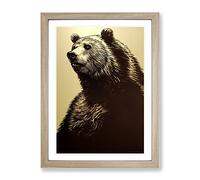 Great Grizzly Bear No.4 Framed Print for Living Room Bedroom Home Office Décor, Wall Art Picture Ready to Hang, Oak A4 Frame (34 x 25 cm)