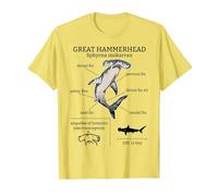 Great Hammerhead Shark Anatomy Ocean Animal Marine Biologist T-Shirt, Men, Lemon Yellow, Medium