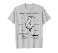 Great Hammerhead Shark Anatomy Ocean Animal Marine Biologist T-Shirt, Men, Silver Grey, Small