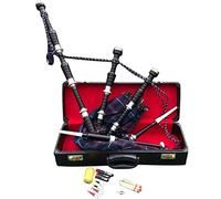 Great Highland Bagpipe Rosewood Black Finish Silver Mounts in Hard Box with Tutor Book (Pride of Scotland)