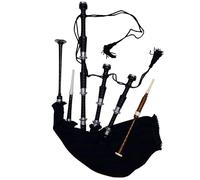 Great Highland Bagpipe - Rosewood Silver Mount Scottish Bagpipes with Traditional Tartan Cover (Black Watch Black Finish)
