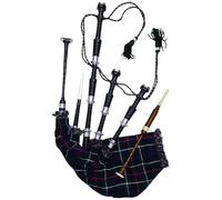 Great Highland Bagpipe - Rosewood Silver Mount Scottish Bagpipes with Traditional Tartan Cover (Mackenzie Black Finish)