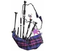 Great Highland Bagpipe - Rosewood Silver Mount Scottish Bagpipes with Traditional Tartan Cover (Pride of Scotland Black Finish)