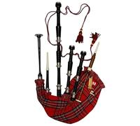 Great Highland Bagpipe - Rosewood Silver Mount Scottish Bagpipes with Traditional Tartan Cover (Royal Stewart Black Finish)